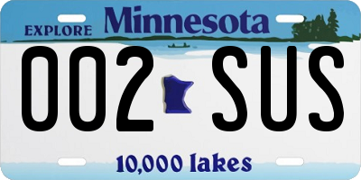 MN license plate 002SUS