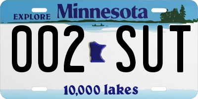 MN license plate 002SUT