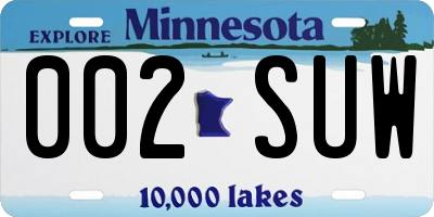 MN license plate 002SUW