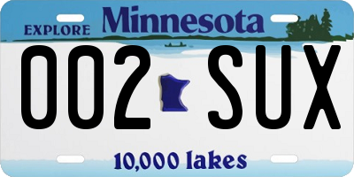 MN license plate 002SUX