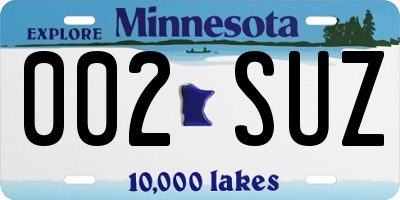 MN license plate 002SUZ