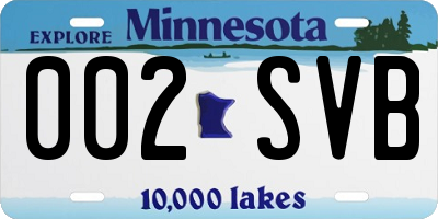 MN license plate 002SVB