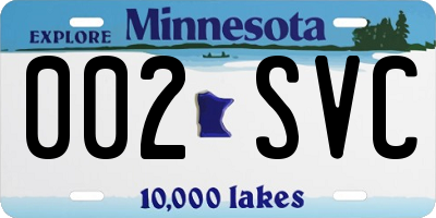 MN license plate 002SVC