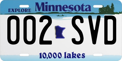 MN license plate 002SVD