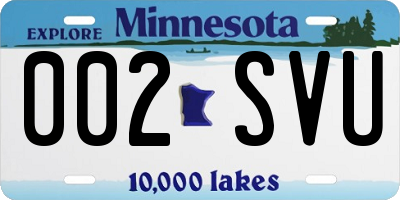 MN license plate 002SVU