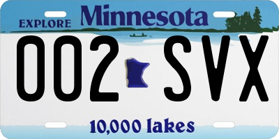 MN license plate 002SVX