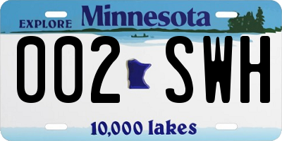 MN license plate 002SWH