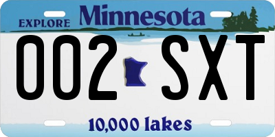 MN license plate 002SXT