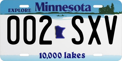 MN license plate 002SXV