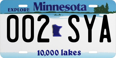 MN license plate 002SYA