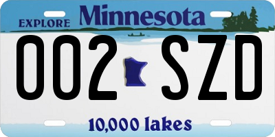 MN license plate 002SZD