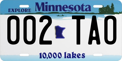 MN license plate 002TAO
