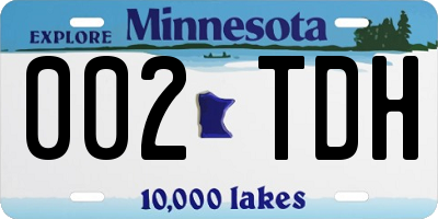 MN license plate 002TDH