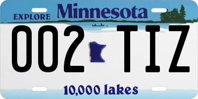 MN license plate 002TIZ