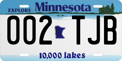 MN license plate 002TJB