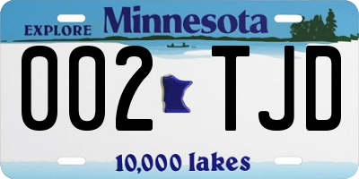 MN license plate 002TJD