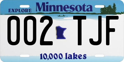 MN license plate 002TJF