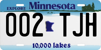 MN license plate 002TJH