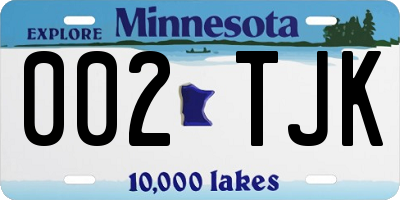 MN license plate 002TJK