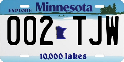MN license plate 002TJW