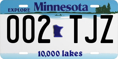 MN license plate 002TJZ