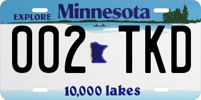 MN license plate 002TKD