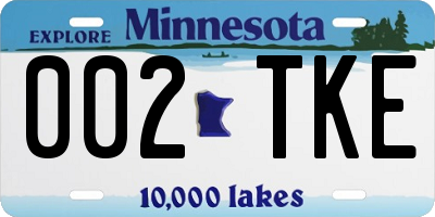 MN license plate 002TKE