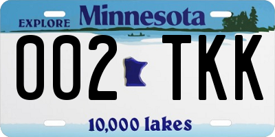 MN license plate 002TKK