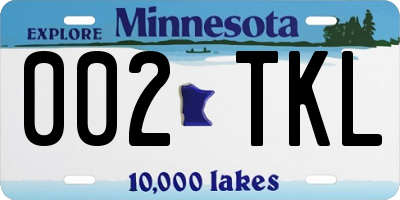 MN license plate 002TKL