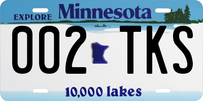 MN license plate 002TKS