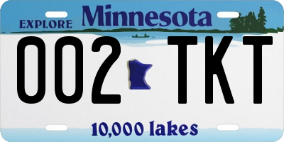 MN license plate 002TKT