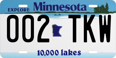 MN license plate 002TKW