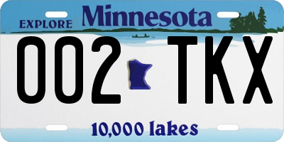 MN license plate 002TKX