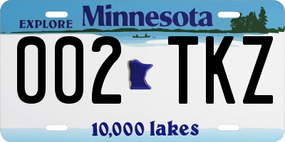 MN license plate 002TKZ
