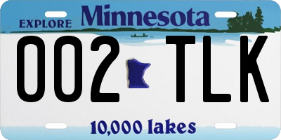 MN license plate 002TLK