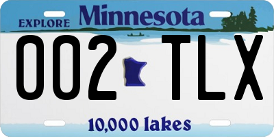 MN license plate 002TLX