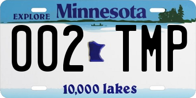 MN license plate 002TMP