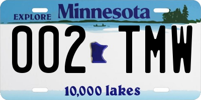 MN license plate 002TMW