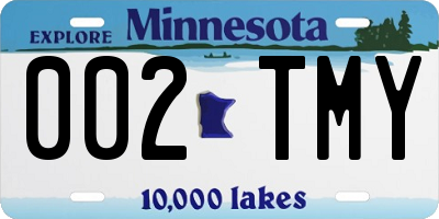 MN license plate 002TMY