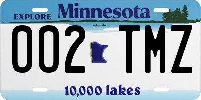MN license plate 002TMZ