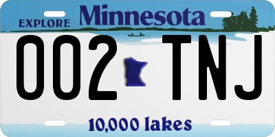 MN license plate 002TNJ