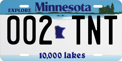 MN license plate 002TNT