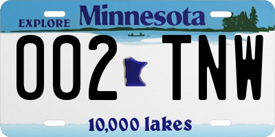 MN license plate 002TNW