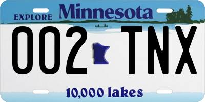 MN license plate 002TNX