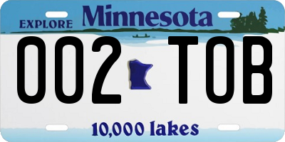 MN license plate 002TOB