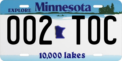MN license plate 002TOC