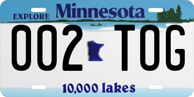 MN license plate 002TOG