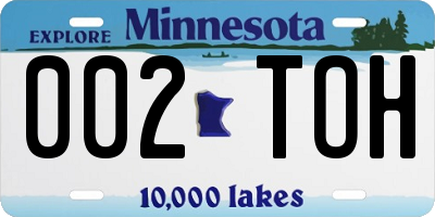 MN license plate 002TOH
