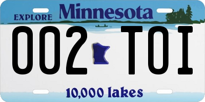 MN license plate 002TOI