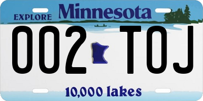 MN license plate 002TOJ
